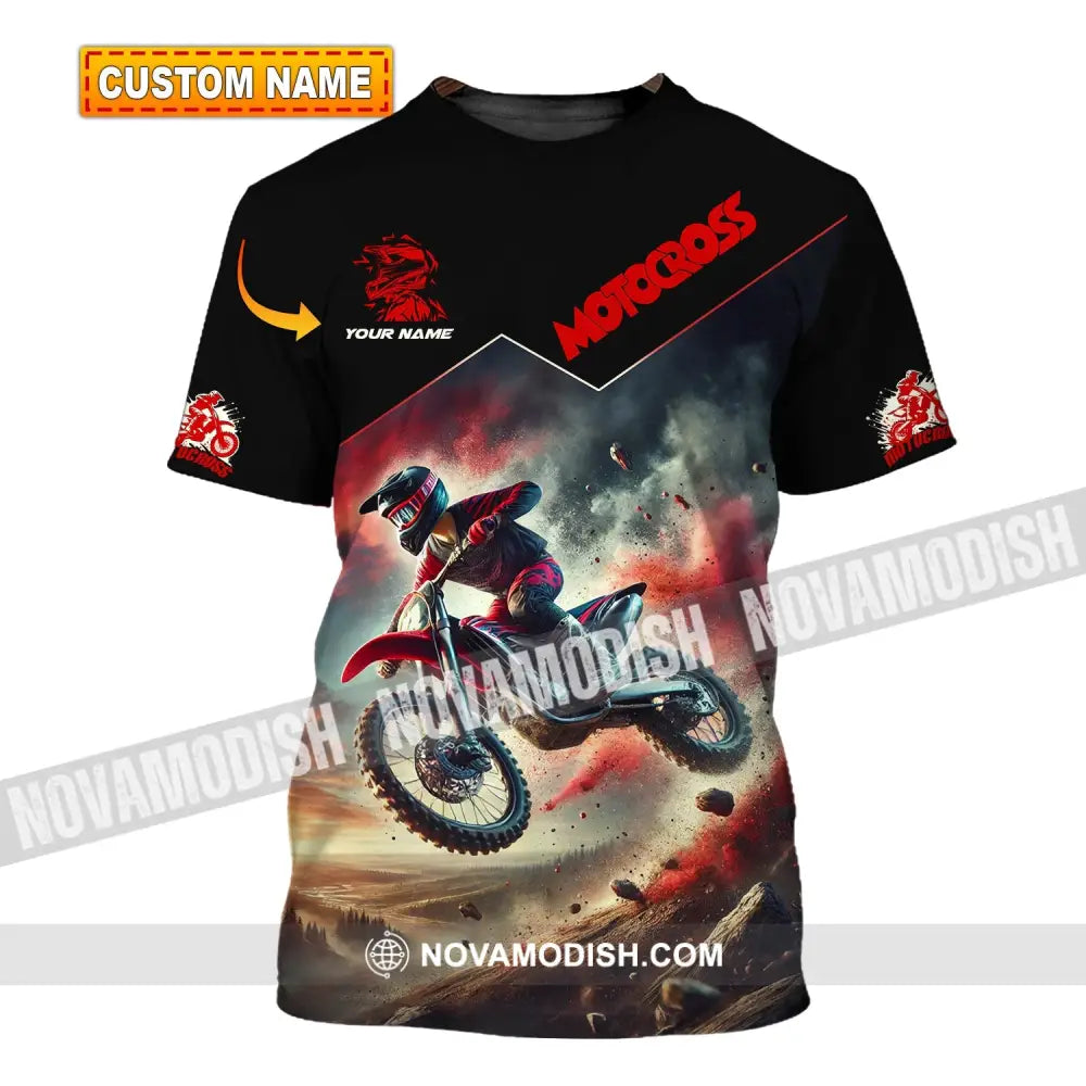 Man Shirt Custom Name Moto Cross Love Gift T-Shirt