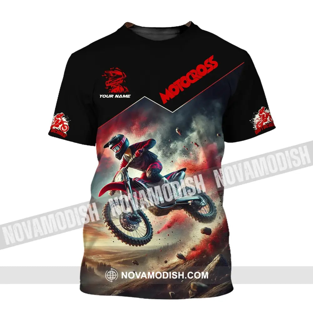 Man Shirt Custom Name Moto Cross Love Gift T-Shirt / S T-Shirt