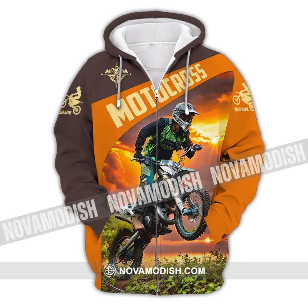 Man Shirt Custom Name Moto Cross Love Gift Zipper Hoodie / S T-Shirt