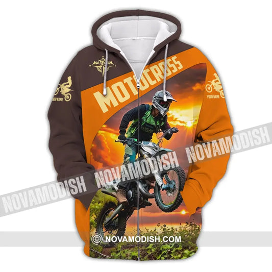 Man Shirt Custom Name Moto Cross Love Gift Zipper Hoodie / S T-Shirt