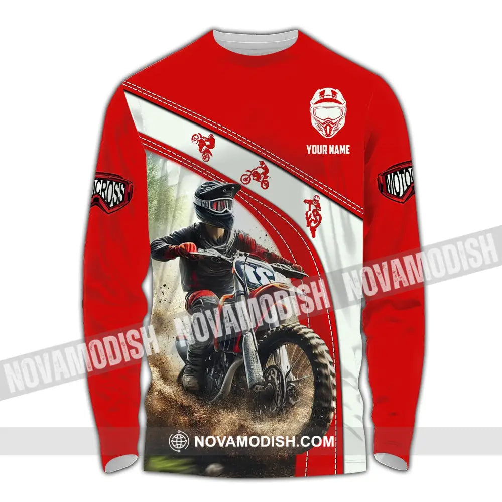 Man Shirt Custom Name Mountain Bike Polo Long Sleeve Gift Yn240803 / S T-Shirt