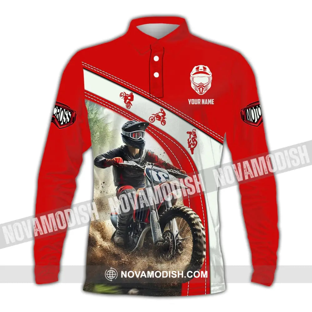 Man Shirt Custom Name Mountain Bike Polo Long Sleeve Gift Yn240803 / S T-Shirt