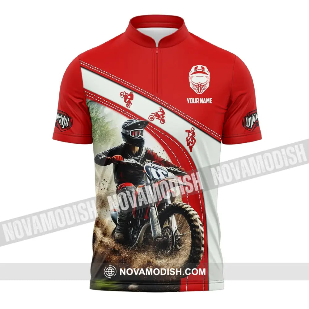 Man Shirt Custom Name Mountain Bike Polo Long Sleeve Gift Yn240803 Zipper / S T-Shirt