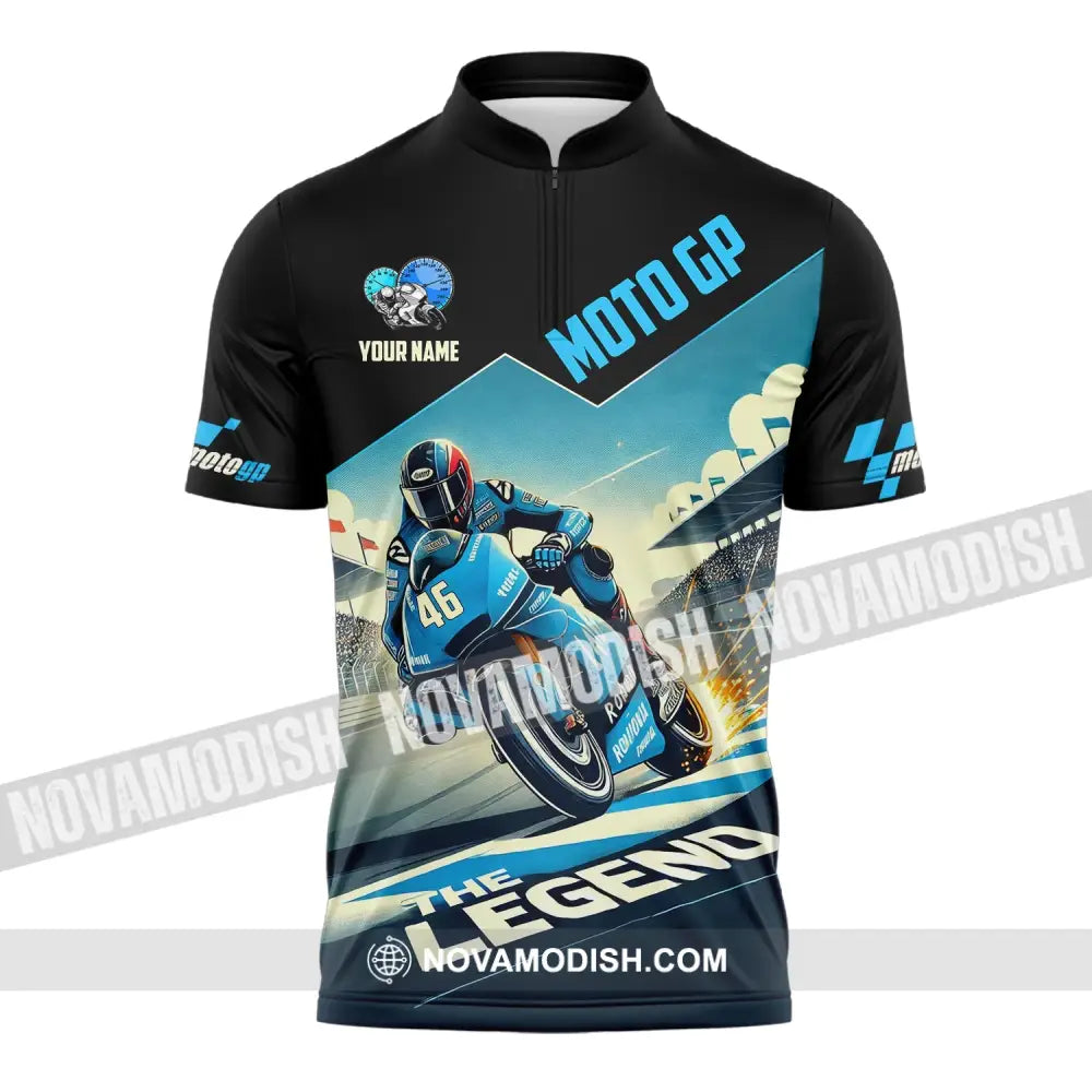 Man Shirt Custom Name Motogp Polo Long Sleeve Gift Zipper / S T-Shirt