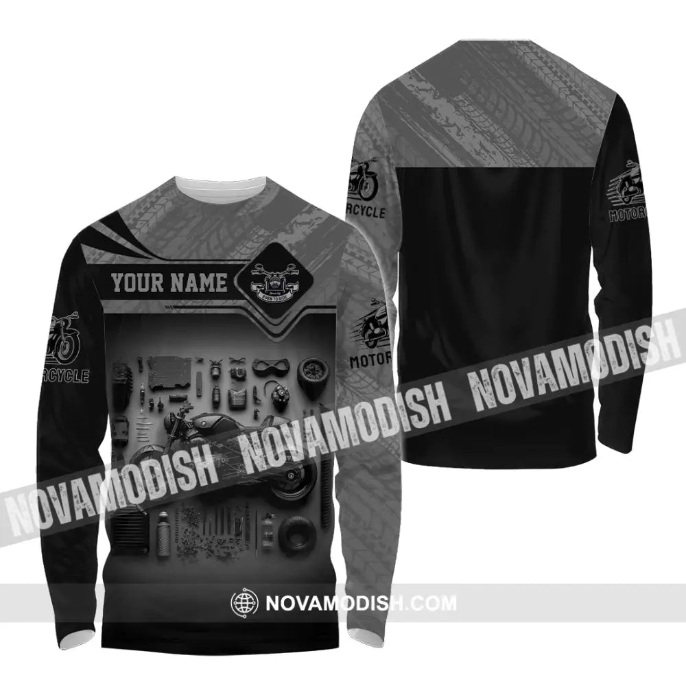 Man Shirt Custom Name Motorcycle Lover Hoodie Polo Long Sleeve / S T-Shirt