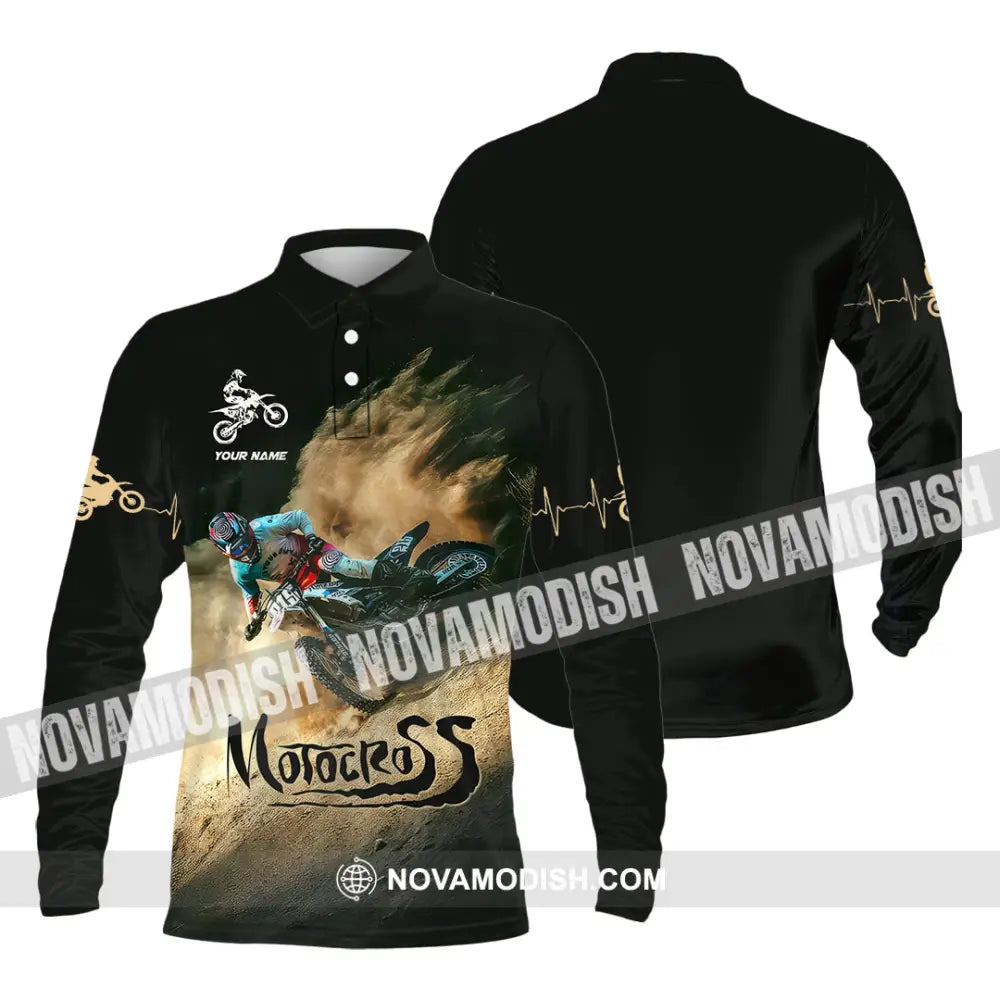 Man Shirt Custom Name Motorcycle Shirt Motorcycle Lover Hoodie Shirt Polo Long Sleeve Shirt Long Sleeve Polo / S T-shirt