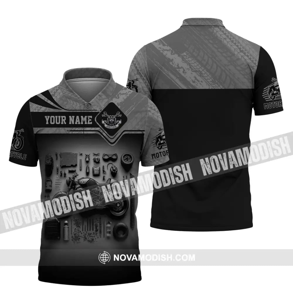 Man Shirt Custom Name Motorcycle Lover Hoodie Polo Long Sleeve Zipper / S T-Shirt