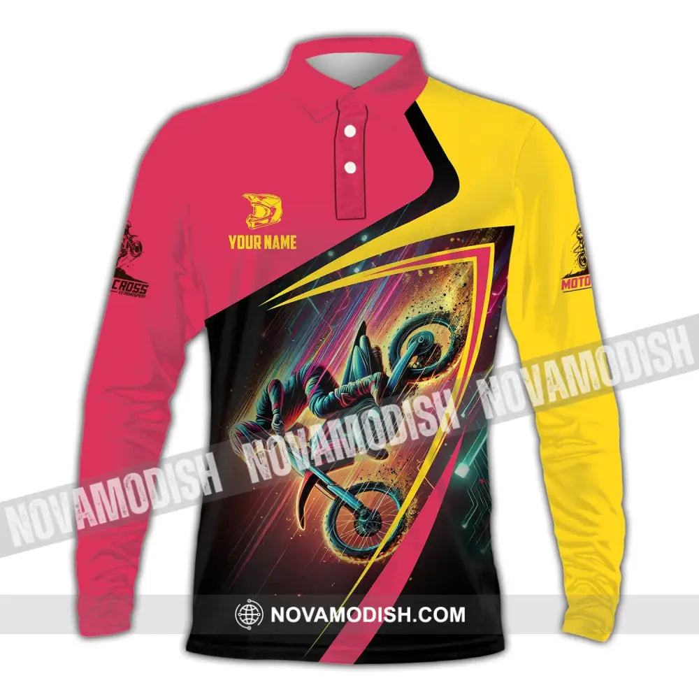 Man Shirt Custom Name Motorcycle Racing Moto Cross T-Shirt Hoodie Long Sleeve Polo / S T-Shirt