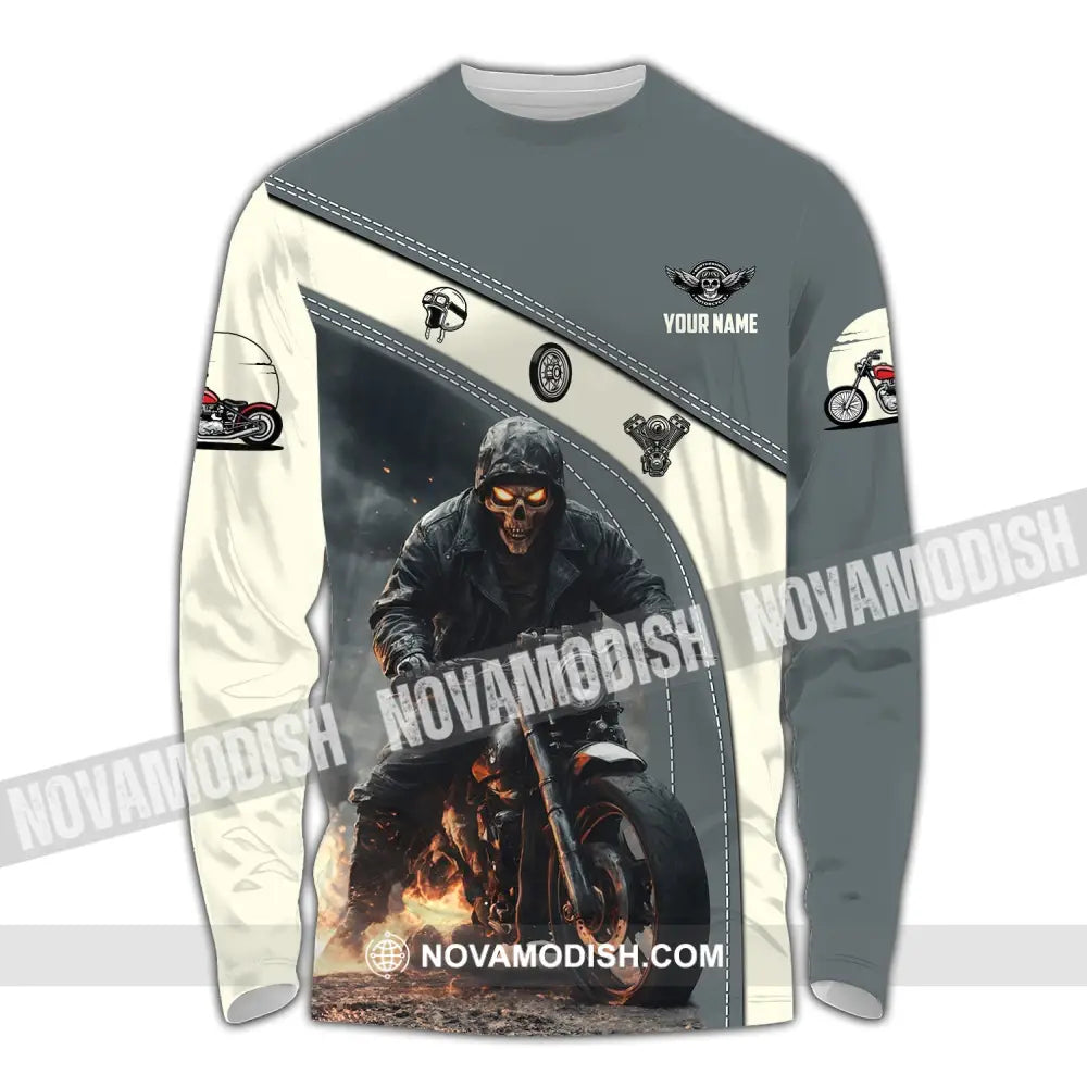 Man Shirt Custom Name Motorcycle Racing Moto Cross T-Shirt Hoodie Long Sleeve / S T-Shirt