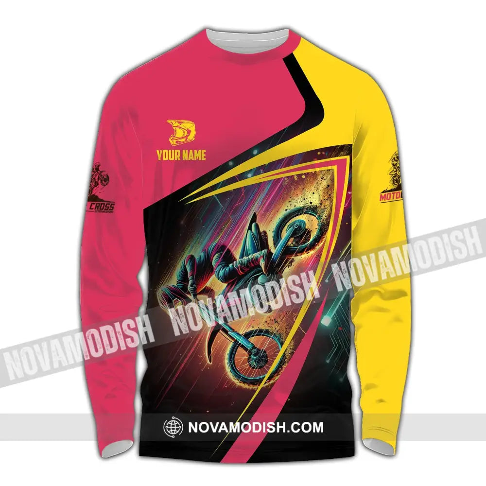 Man Shirt Custom Name Motorcycle Racing Moto Cross T-Shirt Hoodie Long Sleeve / S T-Shirt