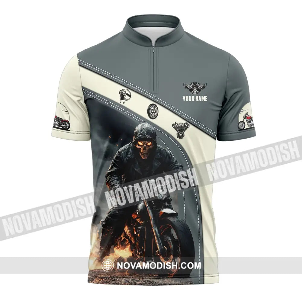 Man Shirt Custom Name Motorcycle Racing Moto Cross T-Shirt Hoodie Long Sleeve Zipper Polo / S