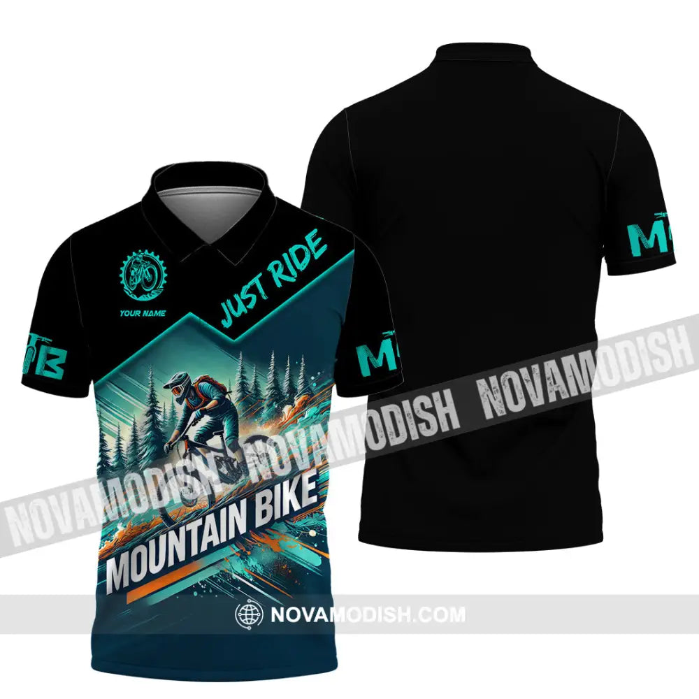 Man Shirt Custom Name Mountain Bike Lover Hoodie Polo Long Sleeve / S T-Shirt