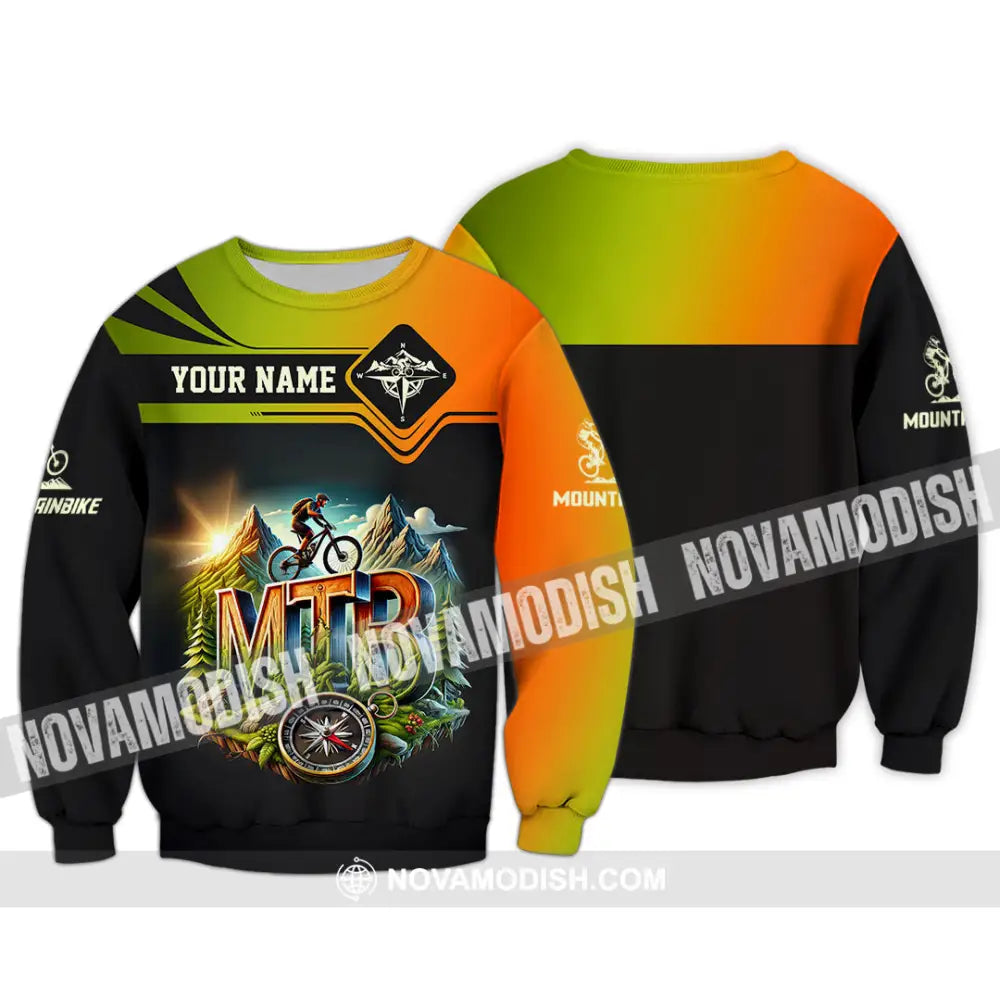 Man Shirt Custom Name Mountain Bike Shirt Mountain Bike Lover Hoodie Shirt Polo Long Sleeve Shirt Long Sleeve / S