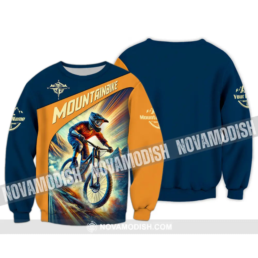 Man Shirt Custom Name Mountain Bike Lover Hoodie Polo Long Sleeve / S T-Shirt