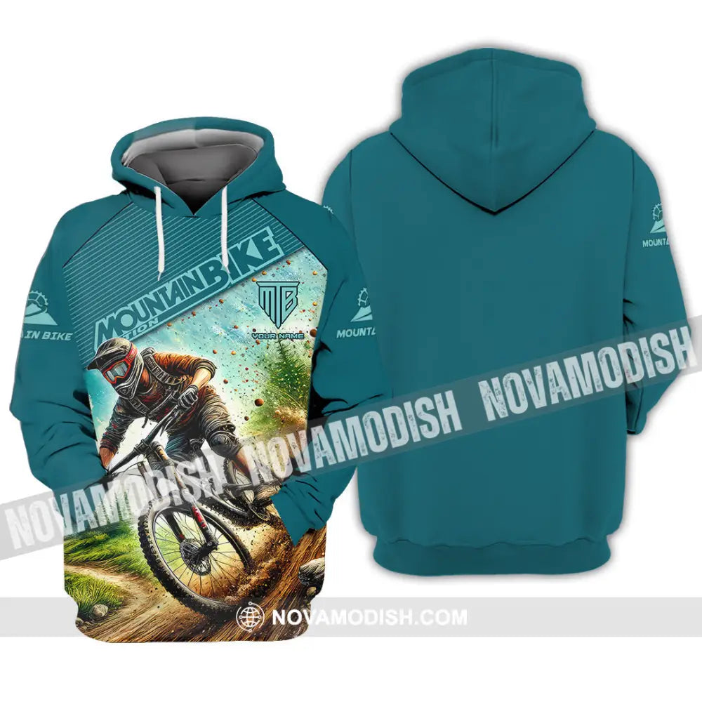 Man Shirt Custom Name Mountain Bike Lover Hoodie Polo Long Sleeve / S T-Shirt