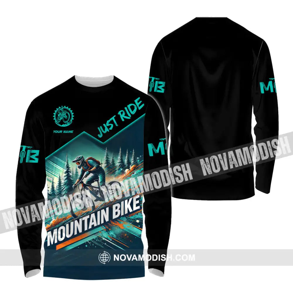 Man Shirt Custom Name Mountain Bike Lover Hoodie Polo Long Sleeve / S T-Shirt