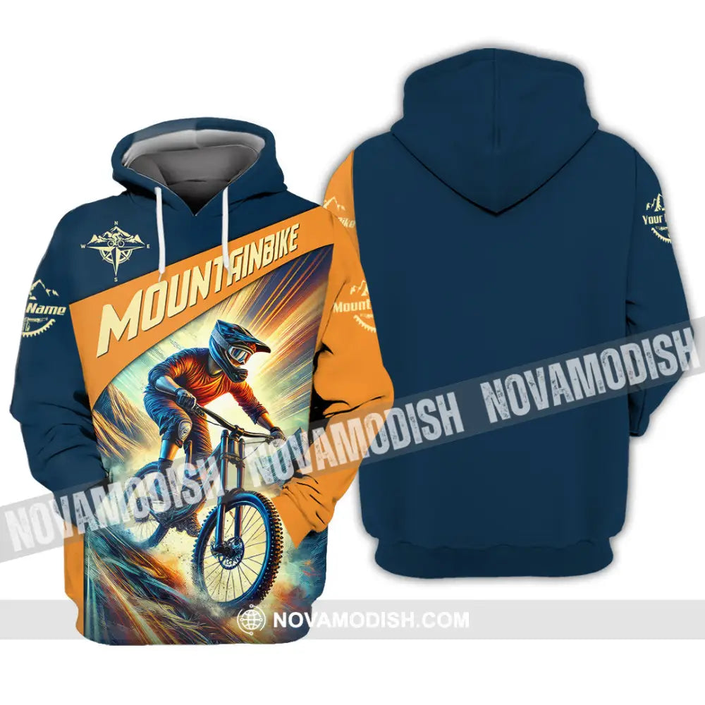 Man Shirt Custom Name Mountain Bike Lover Hoodie Polo Long Sleeve / S T-Shirt