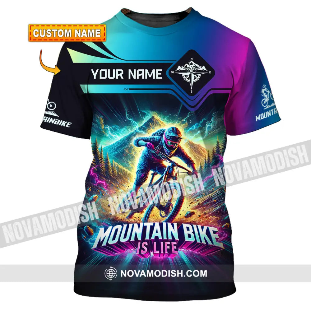 Man Shirt Custom Name Mountain Bike Lover Hoodie Polo Long Sleeve T-Shirt