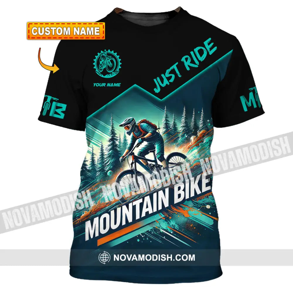 Man Shirt Custom Name Mountain Bike Lover Hoodie Polo Long Sleeve T-Shirt