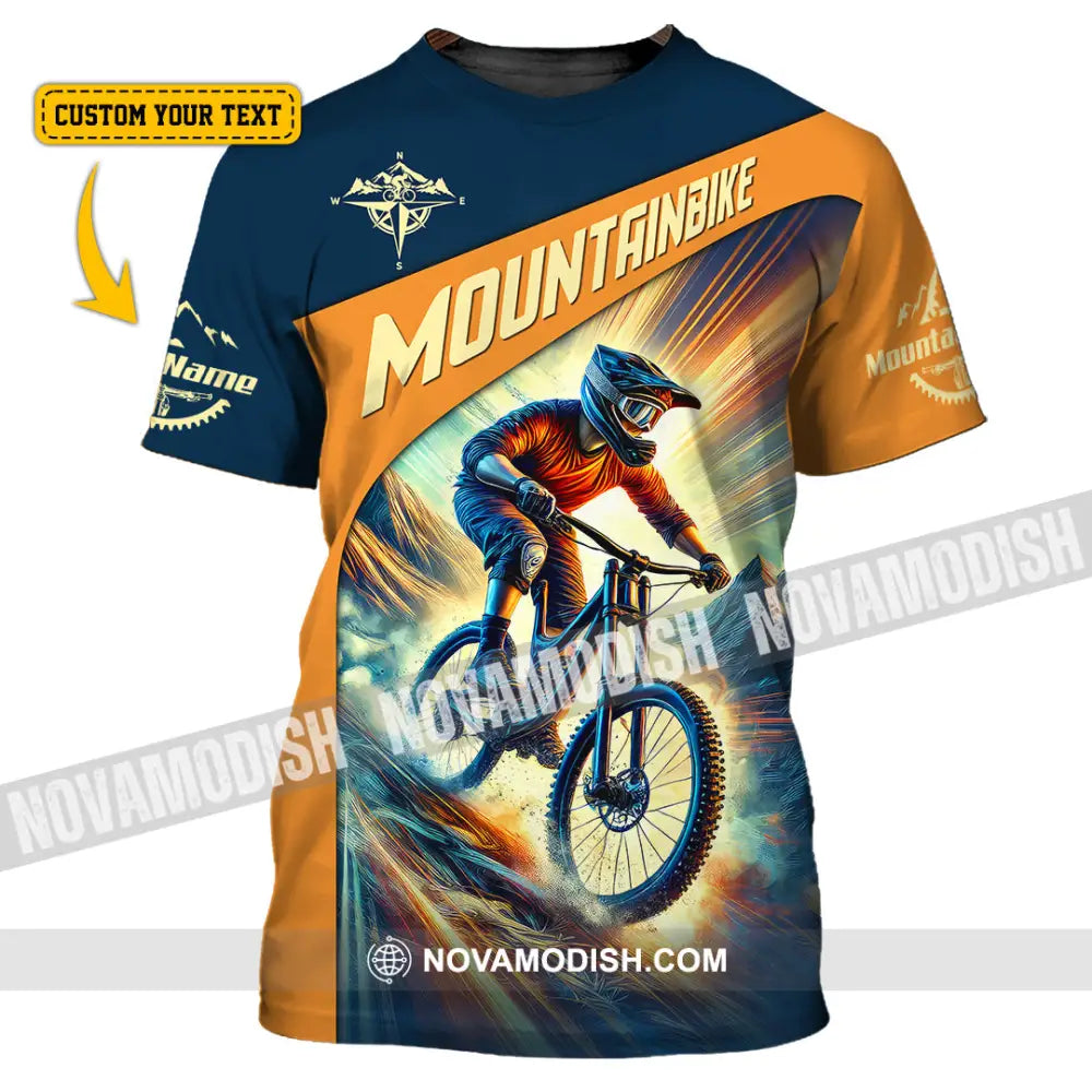 Man Shirt Custom Name Mountain Bike Lover Hoodie Polo Long Sleeve T-Shirt