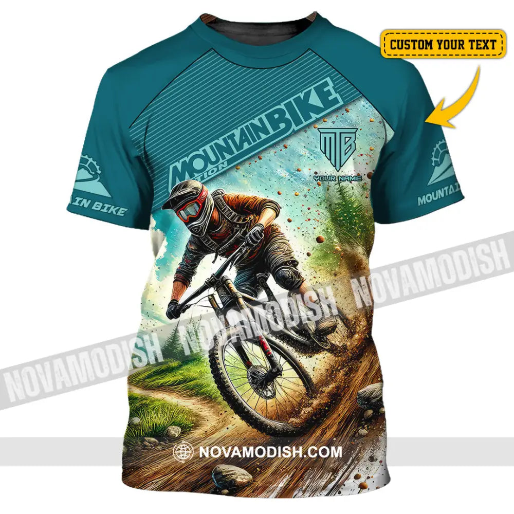 Man Shirt Custom Name Mountain Bike Lover Hoodie Polo Long Sleeve T-Shirt