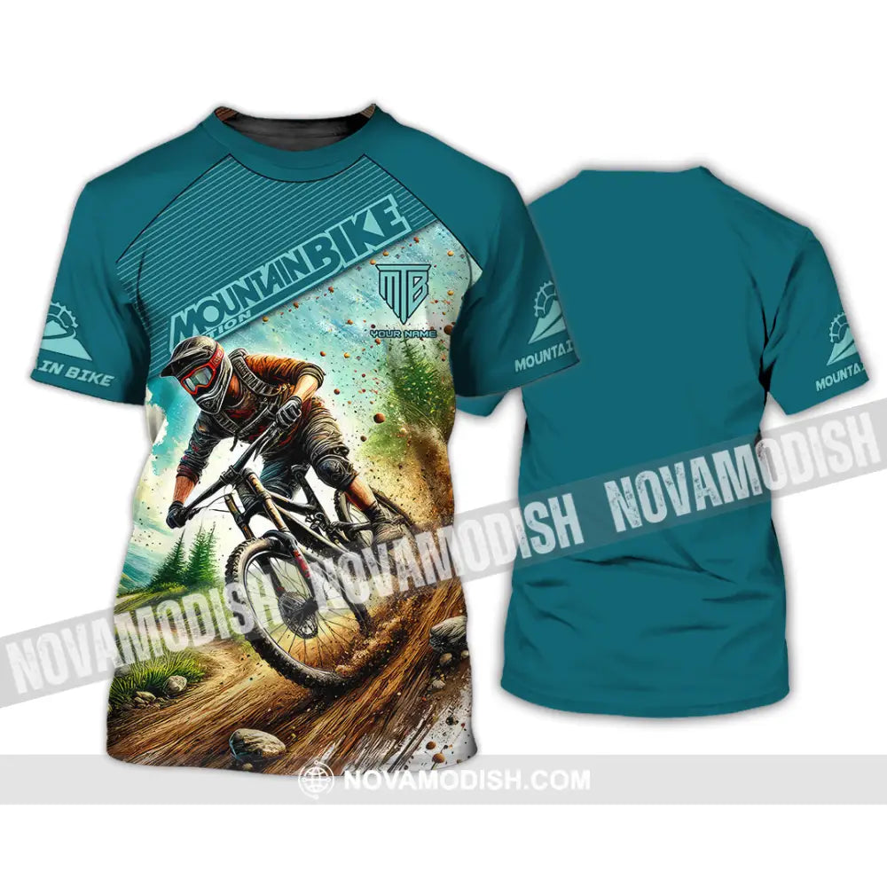 Man Shirt Custom Name Mountain Bike Lover Hoodie Polo Long Sleeve T-Shirt / S T-Shirt