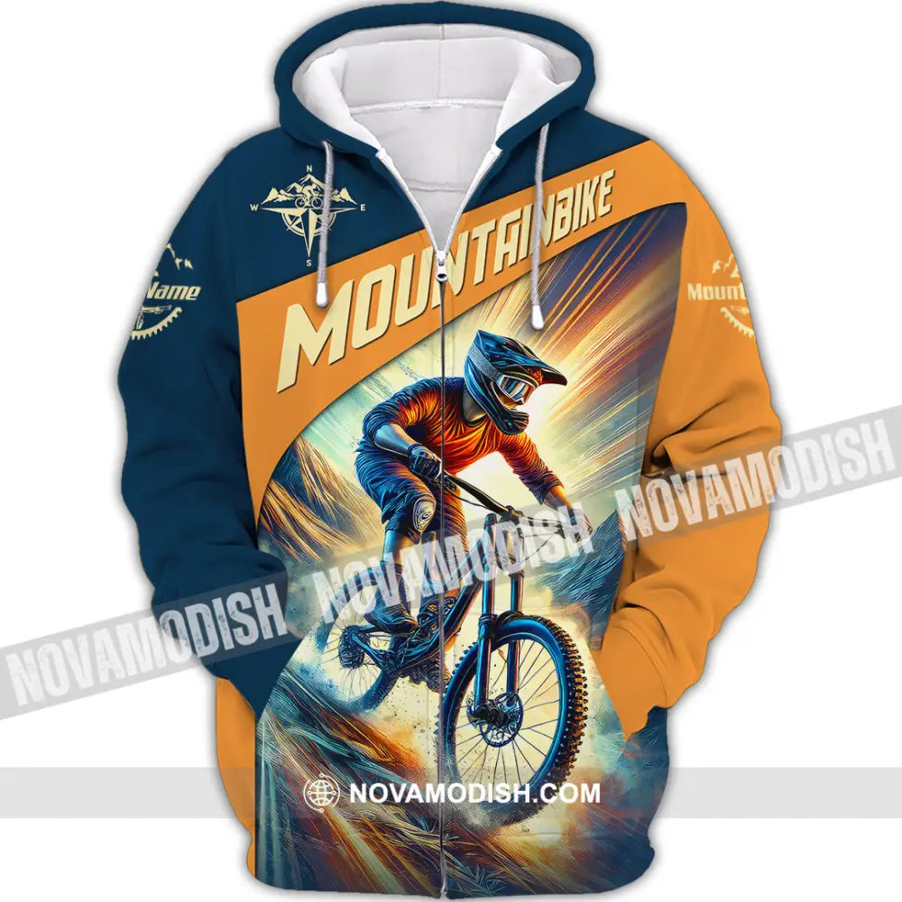 Man Shirt Custom Name Mountain Bike Lover Hoodie Polo Long Sleeve Zipper / S T-Shirt