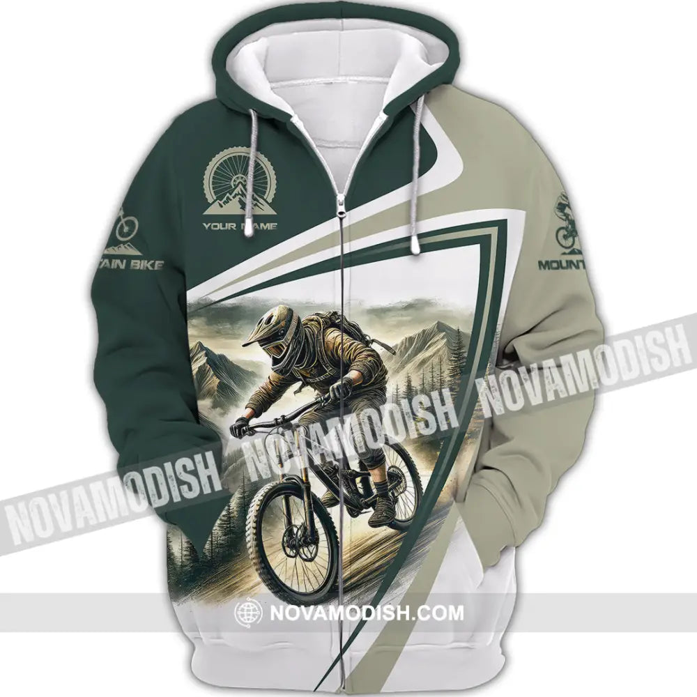 Man Shirt Custom Name Mountain Bike Lover Hoodie Polo Long Sleeve Zipper / S T-Shirt