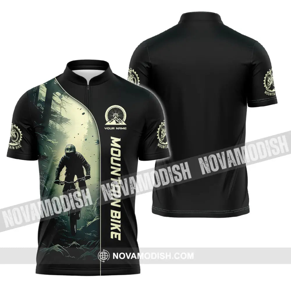 Man Shirt Custom Name Mountain Bike Lover Hoodie Polo Long Sleeve Zipper / S T-Shirt