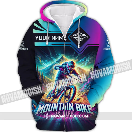 Man Shirt Custom Name Mountain Bike Lover Hoodie Polo Long Sleeve Zipper / S T-Shirt