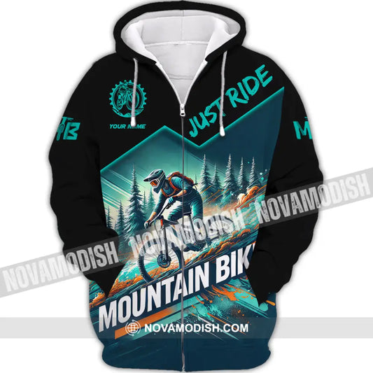 Man Shirt Custom Name Mountain Bike Lover Hoodie Polo Long Sleeve Zipper / S T-Shirt