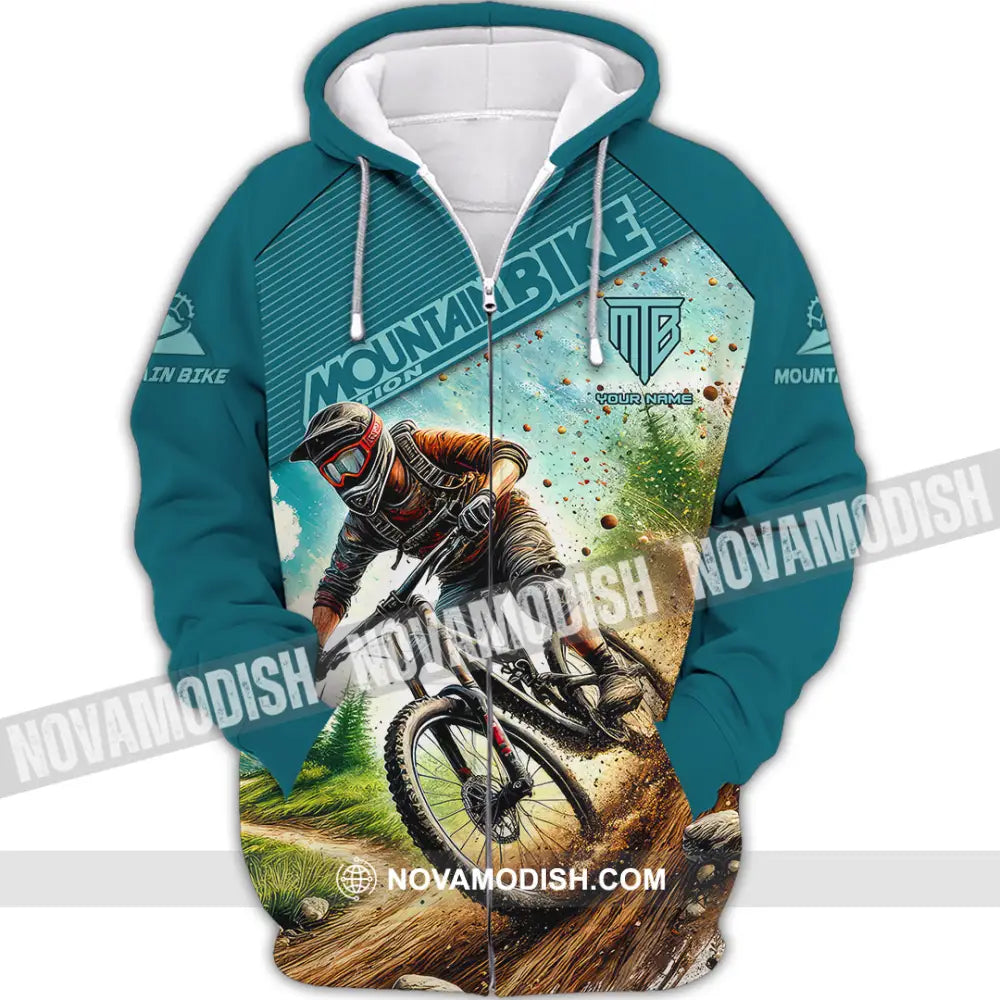 Man Shirt Custom Name Mountain Bike Lover Hoodie Polo Long Sleeve Zipper / S T-Shirt