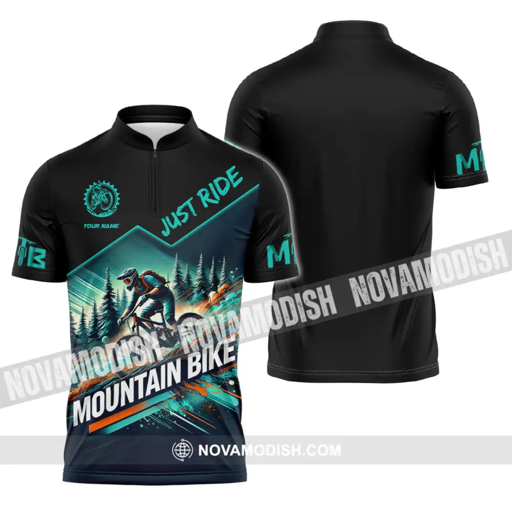 Man Shirt Custom Name Mountain Bike Lover Hoodie Polo Long Sleeve Zipper / S T-Shirt