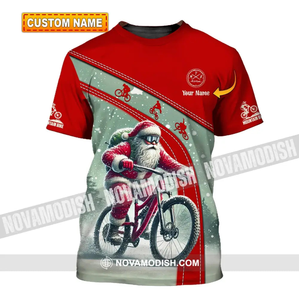 Man Shirt Custom Name Mountain Bike Lover T-Shirt Christmas Gift T-Shirt