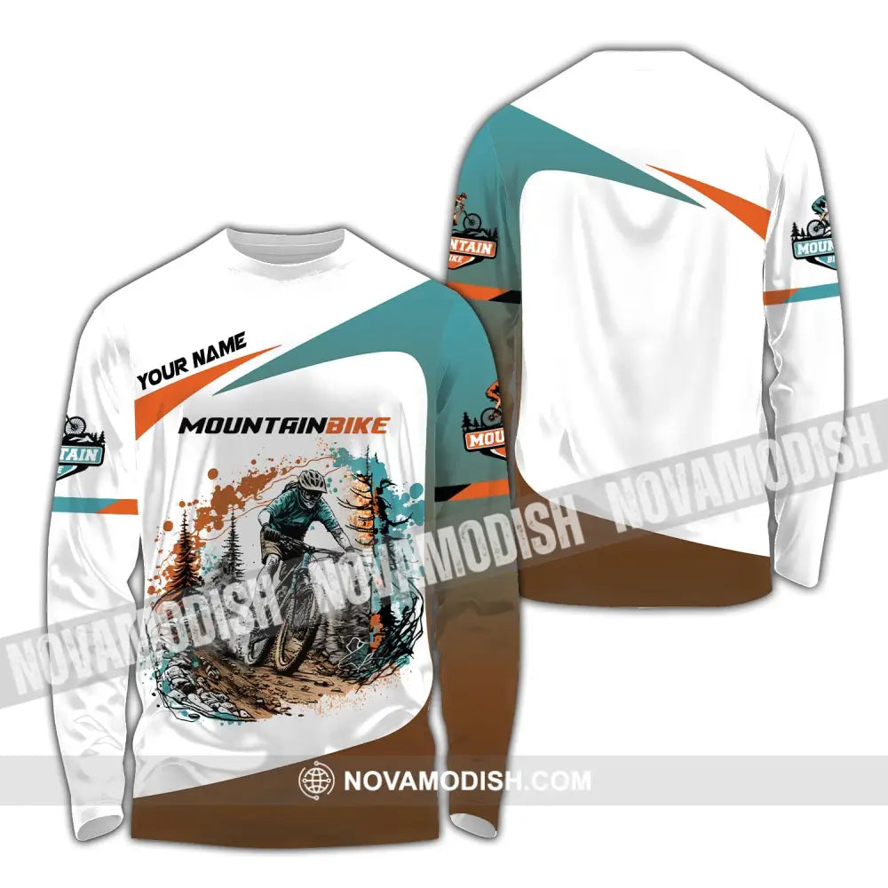 Man Shirt Custom Name Mountain Bike Lover T-Shirt Long Sleeve / S T-Shirt