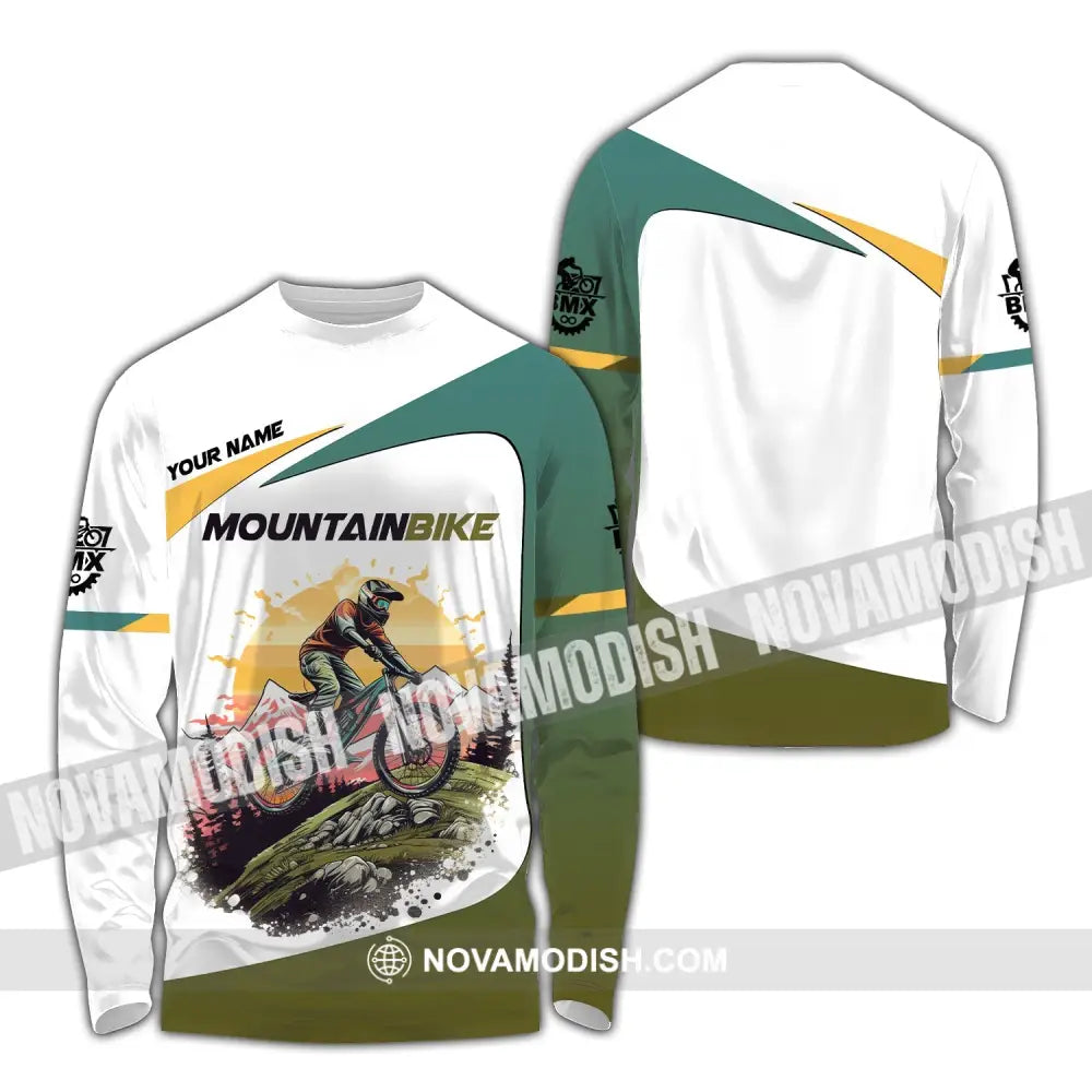 Man Shirt Custom Name Mountain Bike Lover T-Shirt Long Sleeve / S T-Shirt