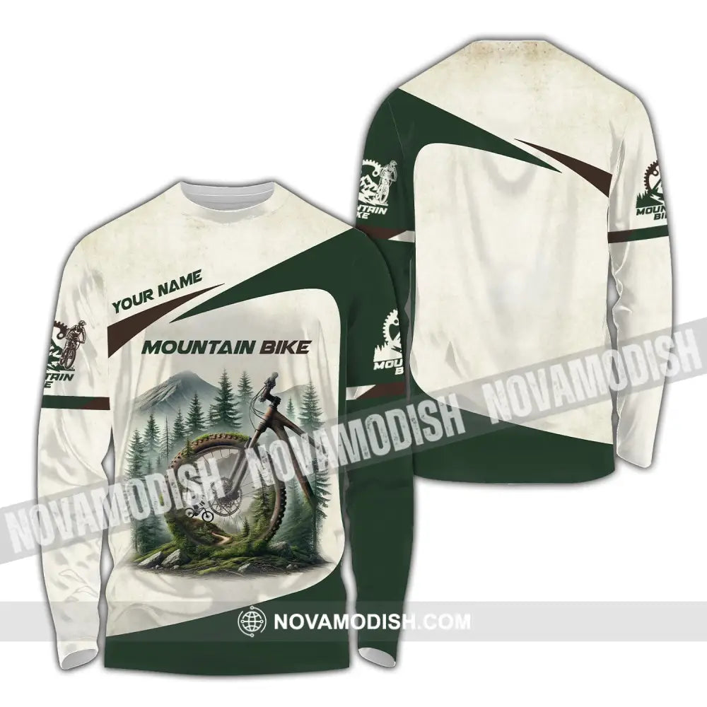 Man Shirt Custom Name Mountain Bike Lover T-Shirt Long Sleeve / S T-Shirt