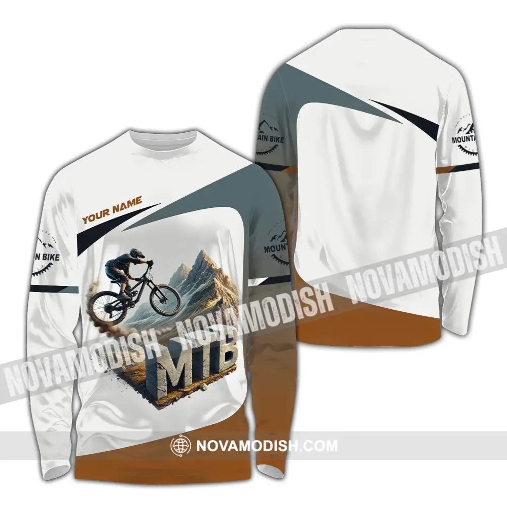 Man Shirt Custom Name Mountain Bike Lover T-Shirt Long Sleeve / S T-Shirt