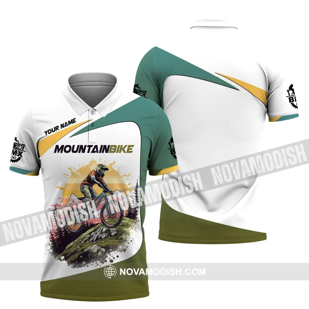 Man Shirt Custom Name Mountain Bike Lover T-Shirt Polo / S T-Shirt