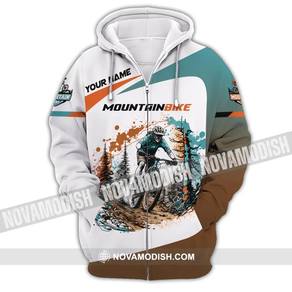 Man Shirt Custom Name Mountain Bike Lover T-Shirt Zipper Hoodie / S T-Shirt