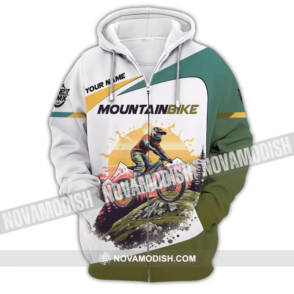 Man Shirt Custom Name Mountain Bike Lover T-Shirt Zipper Hoodie / S T-Shirt