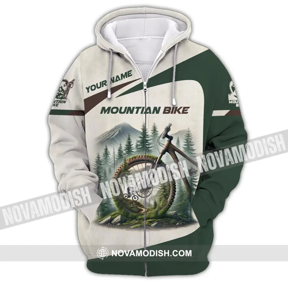 Man Shirt Custom Name Mountain Bike Lover T-Shirt Zipper Hoodie / S T-Shirt