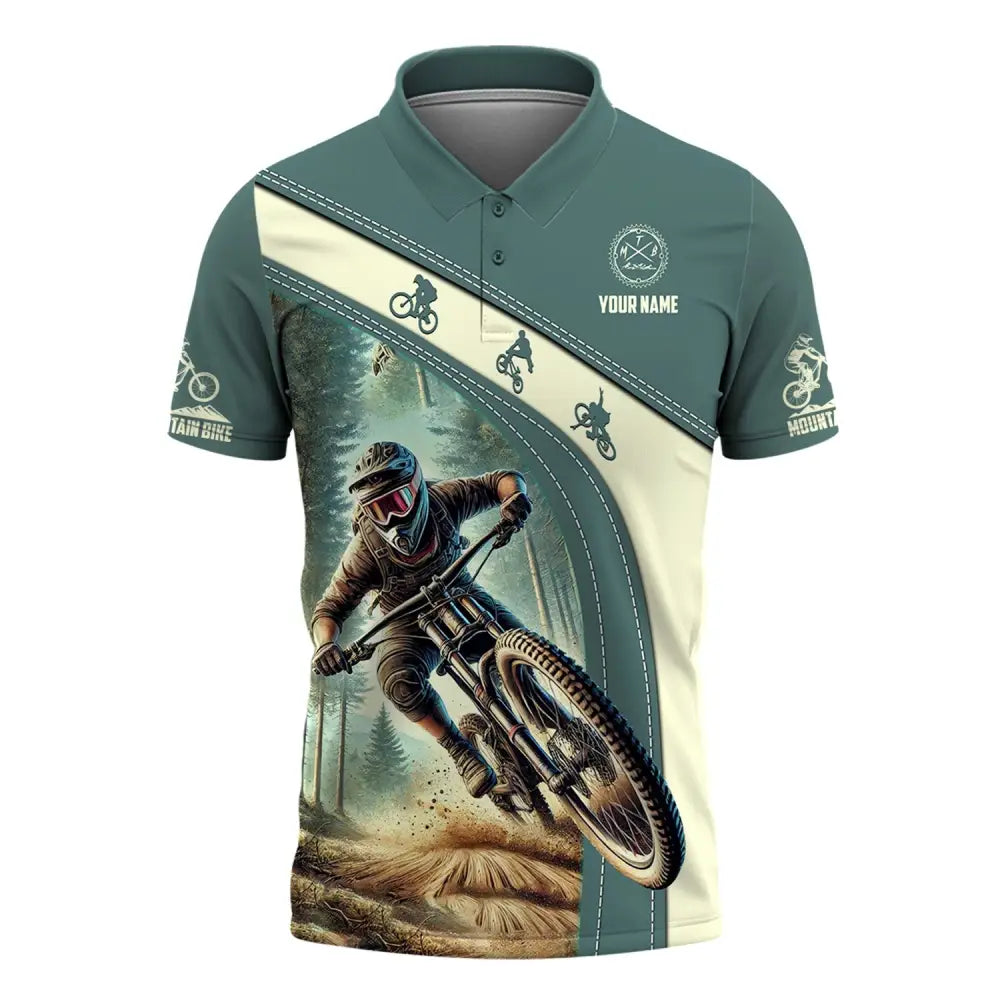 Man Shirt Custom Name Mountain Bike Polo Long Sleeve Gift / S T-Shirt