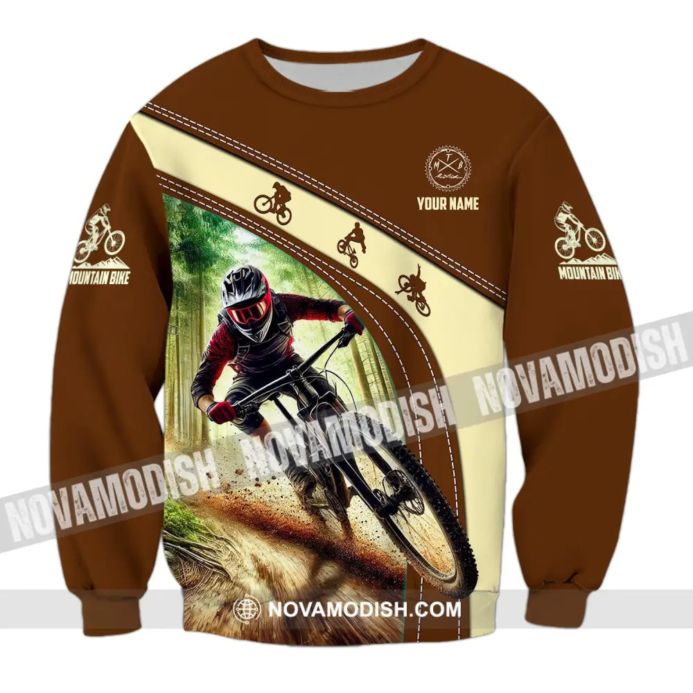 Man Shirt Custom Name Mountain Bike Shirt Mountain Bike Polo Long Sleeve Mountain Bike Gift Long Sleeve / S T-shirt