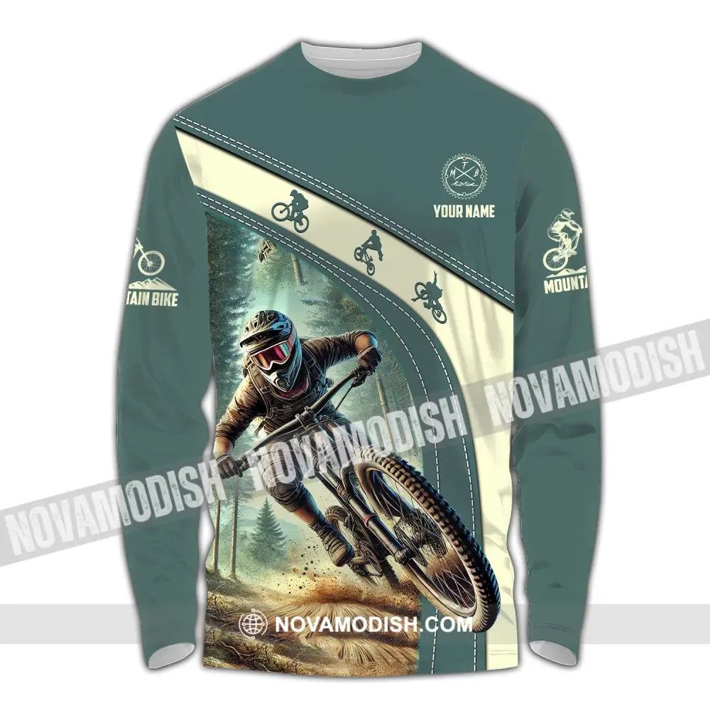 Man Shirt Custom Name Mountain Bike Polo Long Sleeve Gift / S T-Shirt