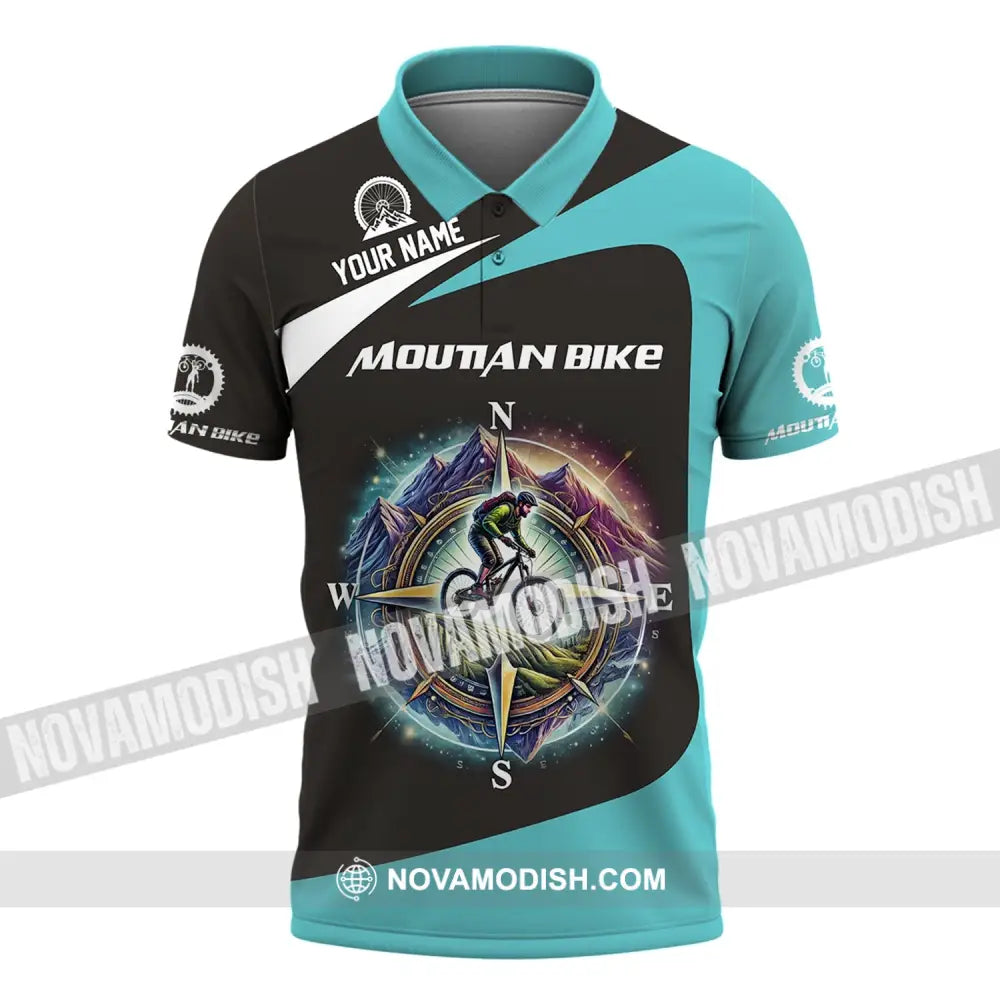 Man Shirt Custom Name Mountain Bike Polo Long Sleeve Gift / S T-Shirt