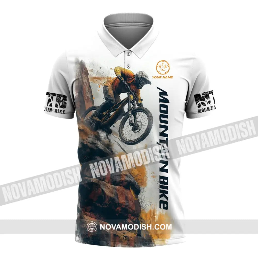 Man Shirt Custom Name Mountain Bike Polo Long Sleeve Gift / S T-Shirt