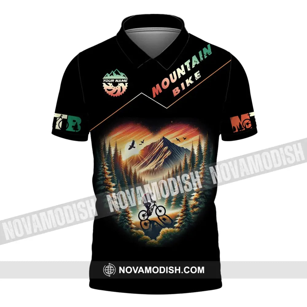 Man Shirt Custom Name Mountain Bike Polo Long Sleeve Gift / S T-Shirt