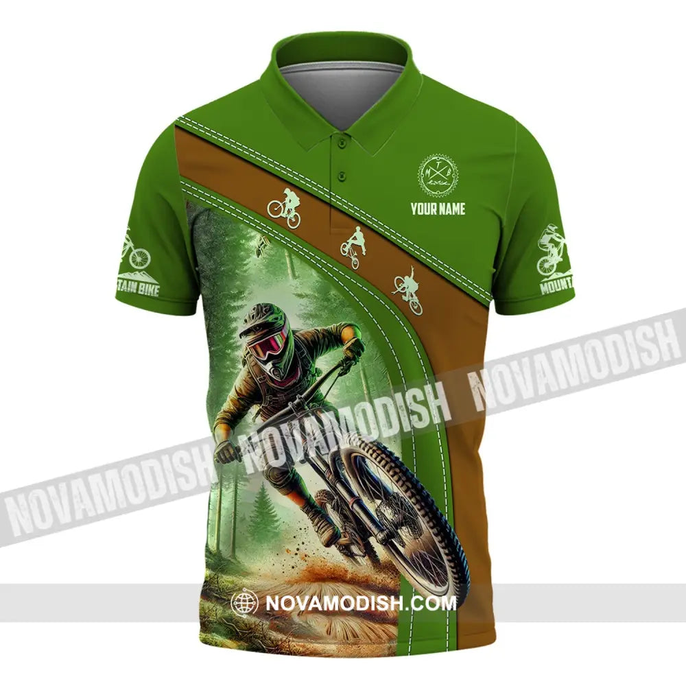Man Shirt Custom Name Mountain Bike Shirt Mountain Bike Polo Long Sleeve Mountain Bike Gift Polo Shirt / S T-shirt