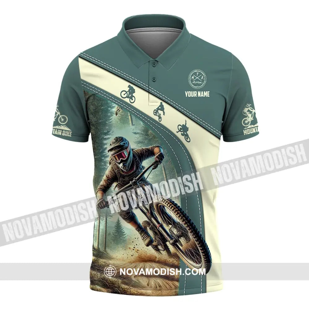 Man Shirt Custom Name Mountain Bike Polo Long Sleeve Gift / S T-Shirt